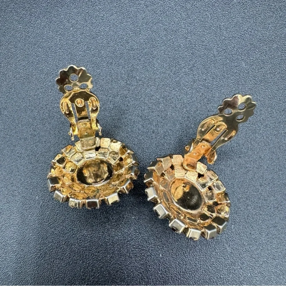 Vintage 1920s Art Nouveau Style Austrian Crystal Gold Tone Floral Necklace Set - Picture 8 of 17